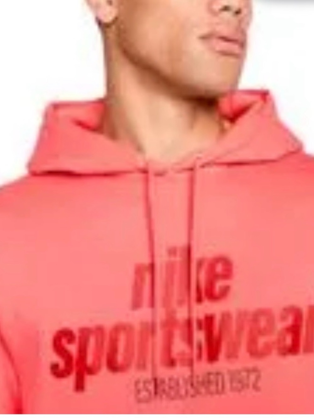 Nike Men’s Coral/Pink Pullover Hoodie with Sportswear Logo